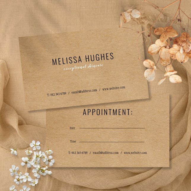 Visita Cartão de Compromisso Kraft Rústico Moderno Simple (Simple Modern Rustic Kraft Appointment Card)