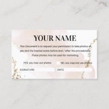 Cartão de Consentimento de Foto Dourada Moderno