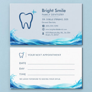 Visita Cartão de Consulta de Dentista com respingo de águ