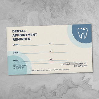 Visita Cartão de Consulta Odontológica com Cores Azul e C