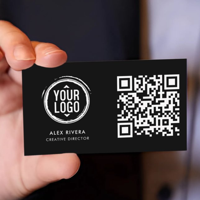 Visita Cartão de Contato com Código QR Escaneável - Preto (Scannable QR Code Contact Card)