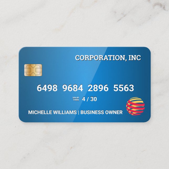 Visita Cartão de Crédito | Azul brilhante (Frente)