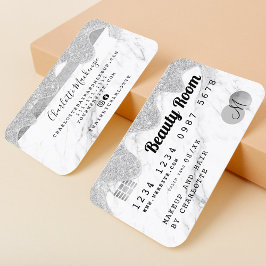 Visita Cartão de crédito brilho prateado goteja mármore b