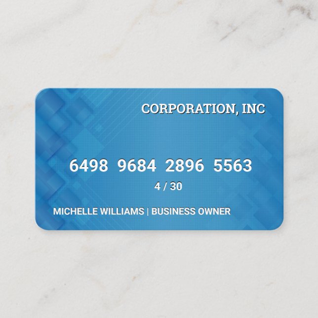 Visita Cartão de Crédito | Camadas Geométricas Azuis (Frente)