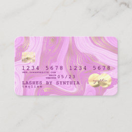 Visita cartão de crédito cor-de-rosa e dourado pastel uni