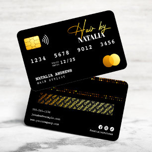 Visita Cartão de Crédito de Cabeleireiro Elegante Dourado