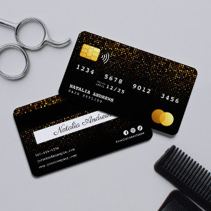 Visita Cartão de Crédito de Cabeleireiro Preto Dourado Br