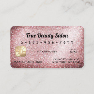 Visita Cartão de Crédito de Glitter Dourado com Rosa Spar