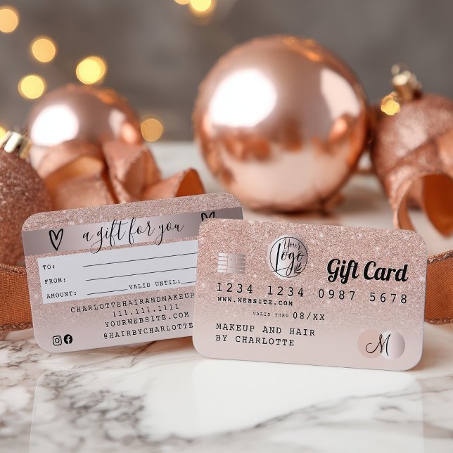 Visita Cartão de crédito de rosa dourado cartão de presen (Credit card rose gold glitter ombre gift card)