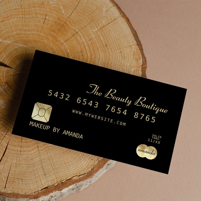 Visita Cartão de Crédito Dourado de Luxo Elegante Chic Bl (Elegant Chic Black Gold Luxury Credit Card)