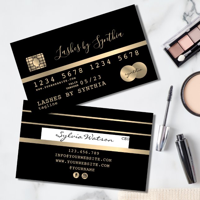 Visita Cartão de Crédito Estilado Dourado e Preto adicion (Criador carregado)