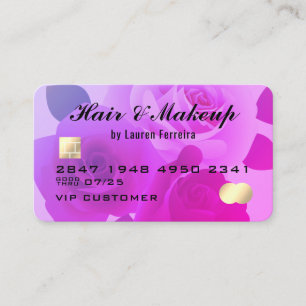 Visita Cartão de Crédito Faux Purple Faux Floral Fuchsi