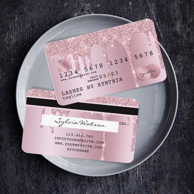 Visita Cartão de Crédito Giratório Estipulado Rosa Dourad (Criador carregado)