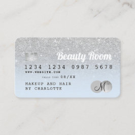 Visita Cartão de crédito - monograma azul de beleza brilh