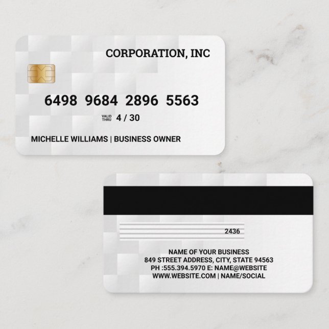 Visita Cartão de Crédito | Padrão Geométrico Branco Moder (Frente/Verso)