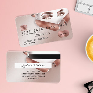 Visita Cartão de Crédito Papel estriado Rosa Dourado Lash