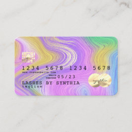 Visita cartão de crédito pastel unicorn rosa e dourado