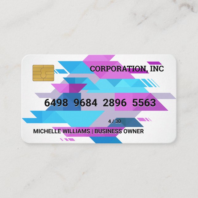 Visita Cartão de Crédito | Triângulos Abstrato Coloridos (Frente)