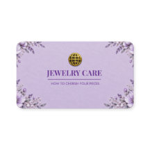 Cartão de Cuidados com Joias Florais Lavanda Paste