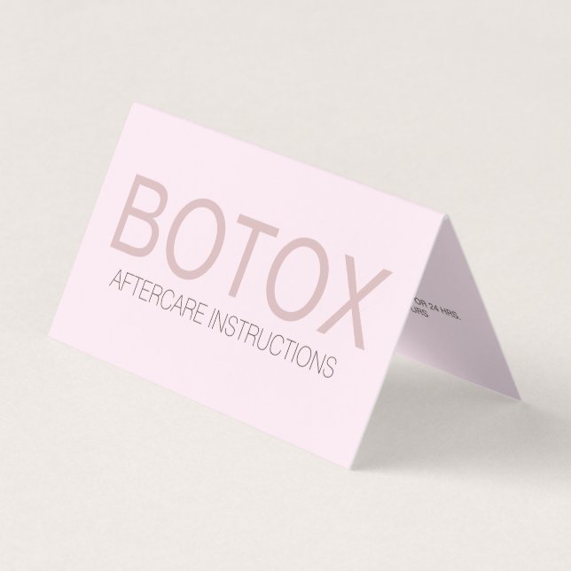 Visita Cartão de cuidados de preenchimento de botox rosa  (Frente)