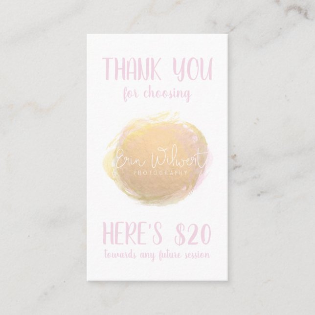 Visita Cartão de cupom Comercial para Fotografia (Frente)