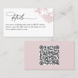 Visita Cartão de Detalhes de Casamento com Código QR Flor