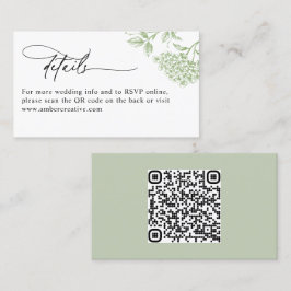 Visita Cartão de Detalhes de Casamento com Código QR Flor