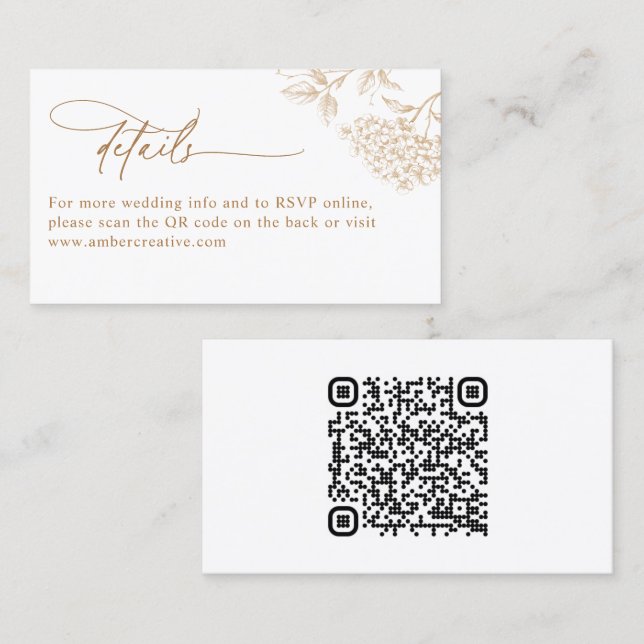 Visita Cartão de Detalhes de Casamento com Código QR Rúst (Frente/Verso)