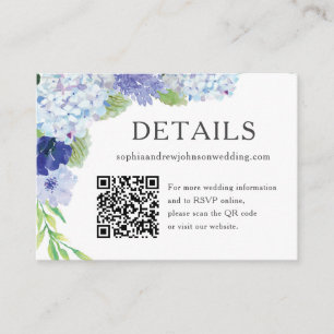 Visita Cartão de Detalhes de Casamento de Hydrangea Azul