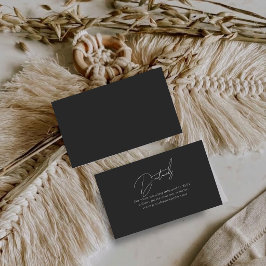 Visita Cartão de Detalhes de Casamento Simples Preto Pequ