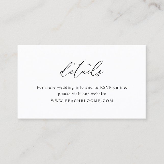 Visita Cartão de Detalhes Simples de Casamento Preto e Br (Frente)