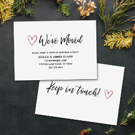 Visita Cartão de Escrita Manual "Nós Mudamos" com Coraçõe