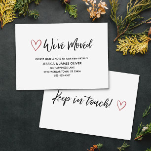 Visita Cartão de Escrita Manual "Nós Mudamos" com Coraçõe