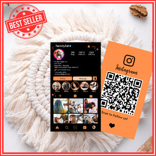 Visita Cartão de Estilista de Cabelo Instagram Laranja