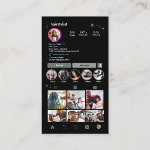 Visita Cartão de Estilista de Cabelo Instagram Verde Sage