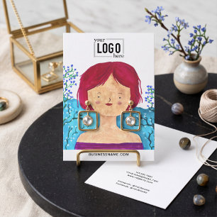 Visita Cartão de Exibição de Brincos com Logotipo Persona