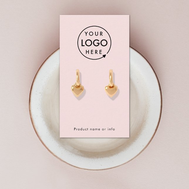 Visita Cartão de Exposição de Brincos | Expositor de Joia (Modern feminine blush pink earring display card by Guava - clean, stylish, and customizable)