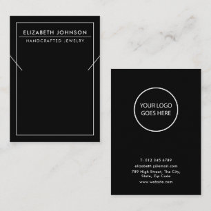 Visita Cartão de Exposição de Colar Preto Minimalista Mod