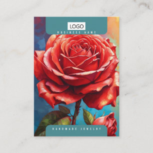 Visita Cartão de Exposição de Jóias Rosas Brincos Colar