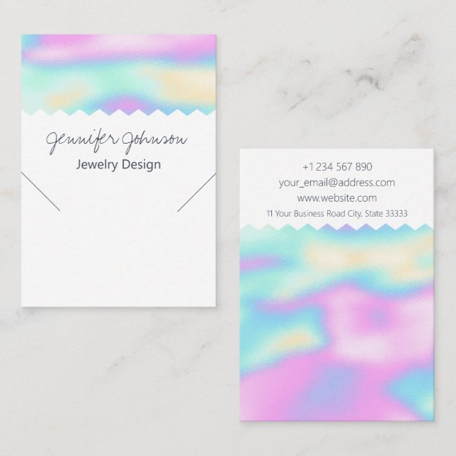 Visita Cartão de Exposição para Colar Holográfico Padrão (Frente/Verso)