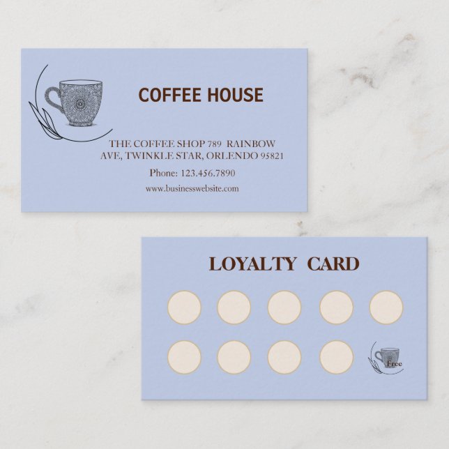 Visita Cartão de Fidelidade de Café Simples Moderno (Frente/Verso)