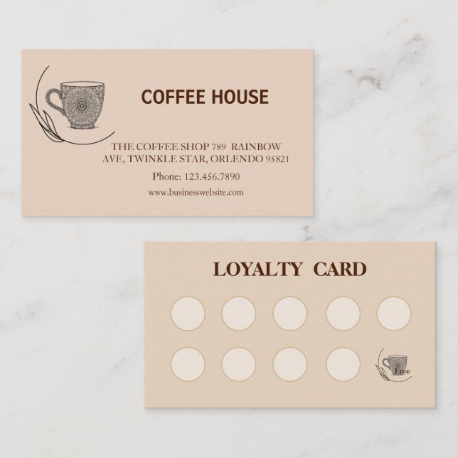 Visita Cartão de Fidelidade de Café Simples Moderno (Frente/Verso)