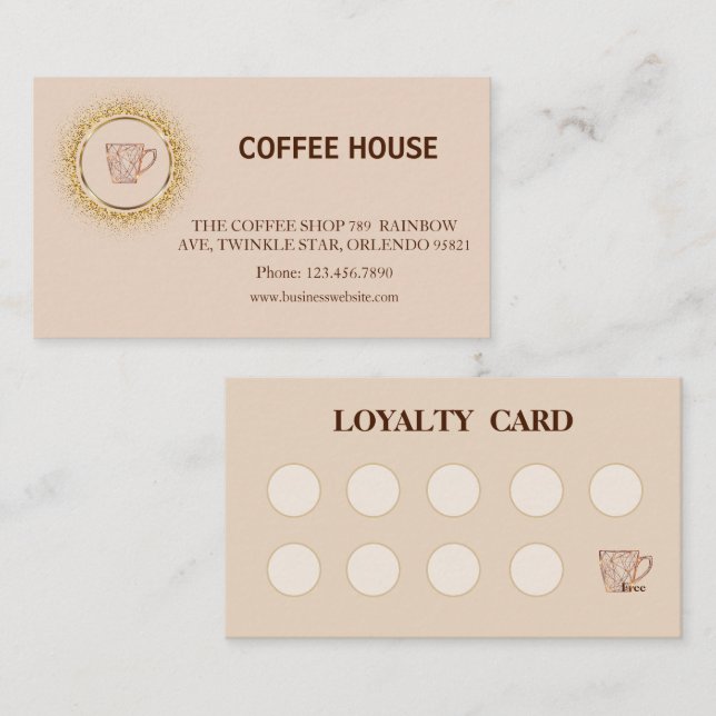 Visita Cartão de Fidelidade de Café Simples Moderno (Frente/Verso)