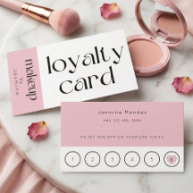 Cartão de Fidelidade de Cliente de Maquiagem Rosa 