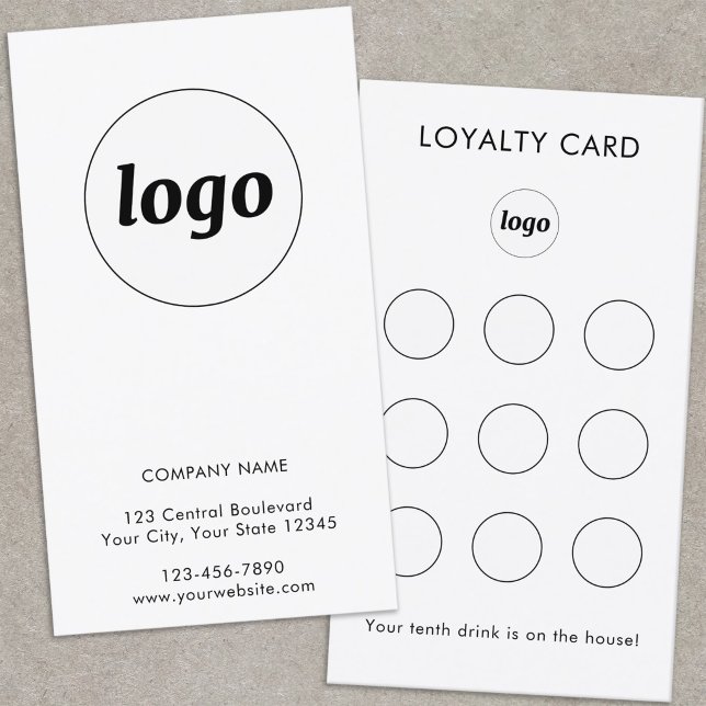Visita Cartão de Fidelidade de Cliente de Negócios com Te (Simple logo with custom text business branding promotional customer loyalty cards)