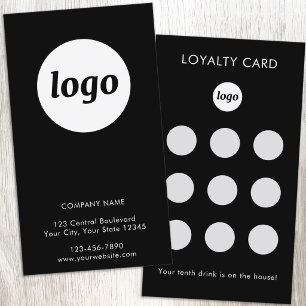Visita Cartão de Fidelidade de Cliente Preto com Logotipo
