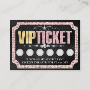 Visita Cartão de Fidelidade de Cliente VIP Preto e Rosa c