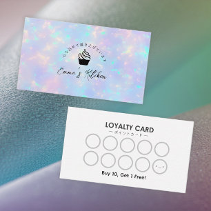 Visita Cartão de Fidelidade de Padaria Cupcake Holográfic