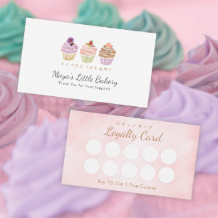 Visita Cartão de Fidelidade de Padaria de Cupcake Pastel