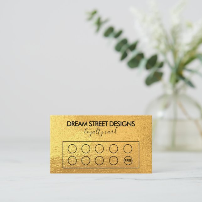 Visita Cartão de fidelidade Dourado de logotipo personali (Em pé/Frente)